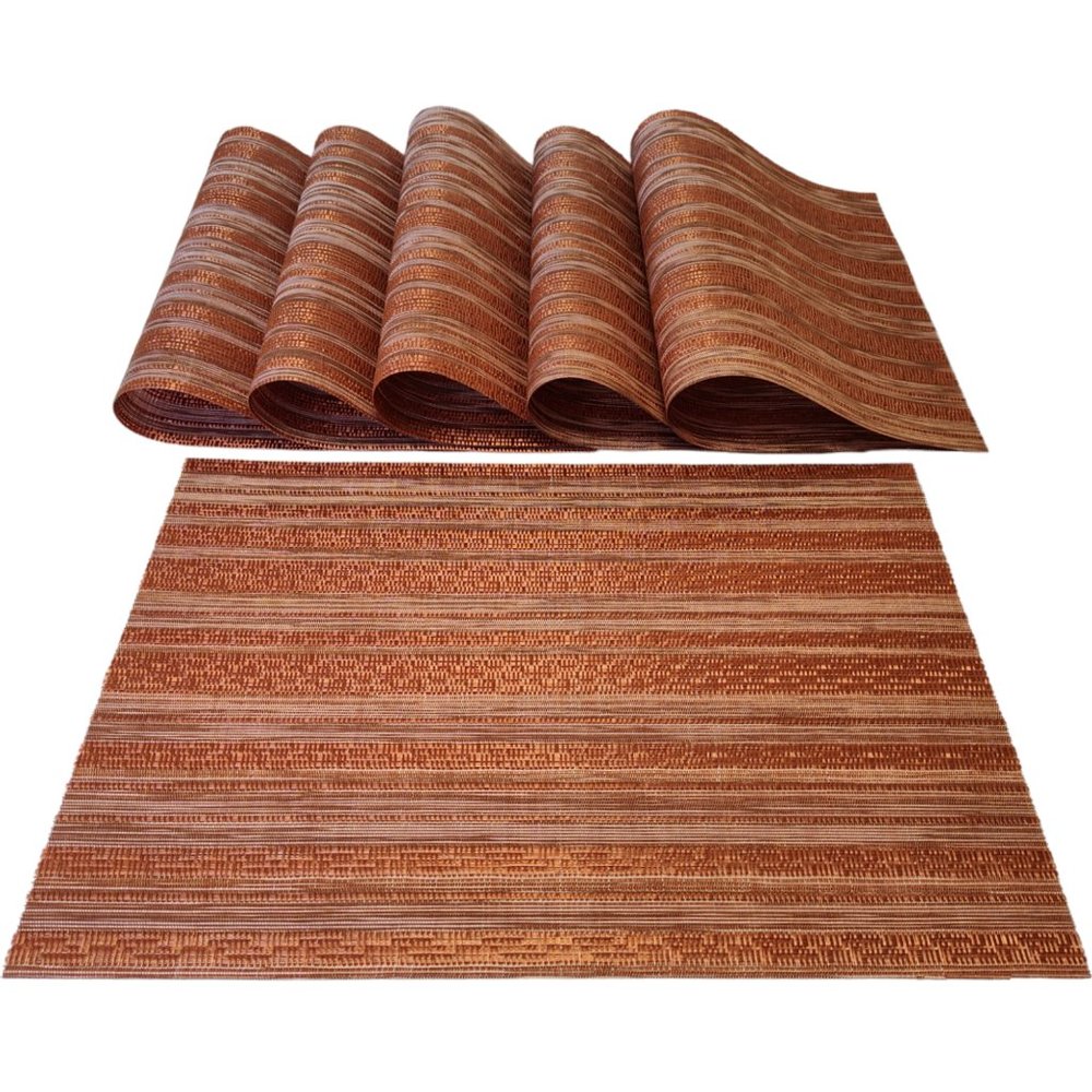 Placemats Set of 6 for Dining Table Non-Slip Washable Woven Vinyl in Copper NWOT
